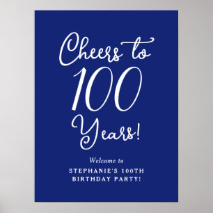 Póster Bienvenidos a los 100 años del cumpleaños de la Ma