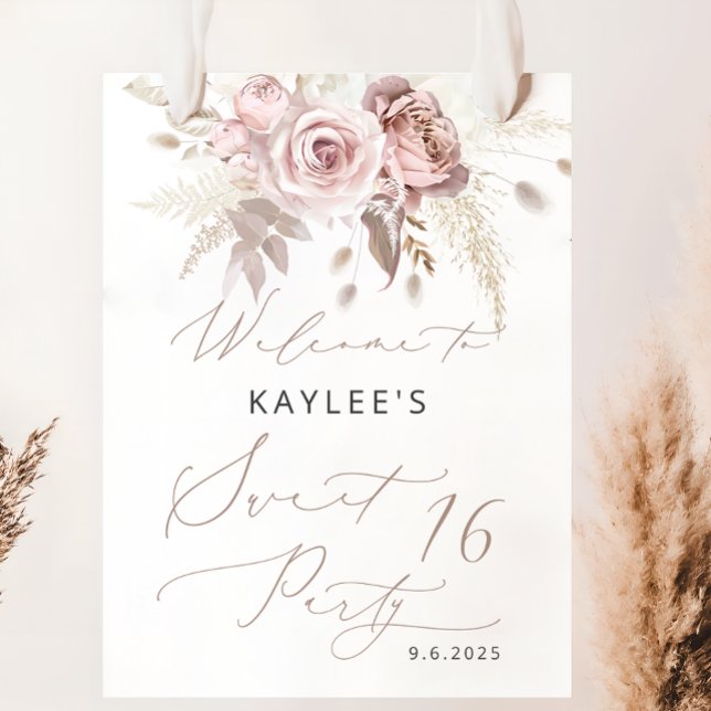 Póster Bienvenidos a los 16 cumpleaños de Rubor Pink Rose (Subido por el creador)