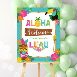 Póster Bienvenidos a Luau Aloha Hawaiian Tropical Birday