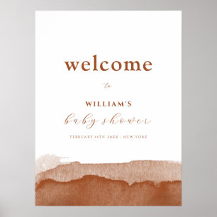 Póster Bienvenidos a Minimal Boho Terracotta Ombre Baby S