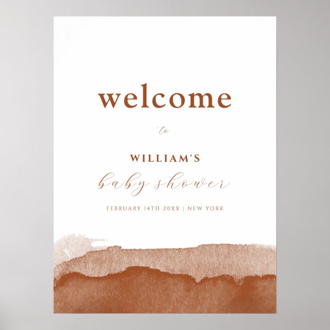 Póster Bienvenidos a Minimal Boho Terracotta Ombre Baby S (Frente)