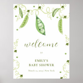 Póster Bienvenidos a Modern Garden Sweet Pea Baby Shower