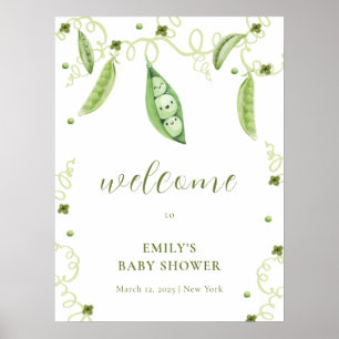 Póster Bienvenidos a Modern Garden Sweet Pea Baby Shower