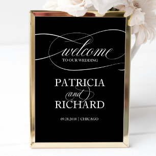 Póster Bienvenidos a nuestra Boda Letrero Negro
