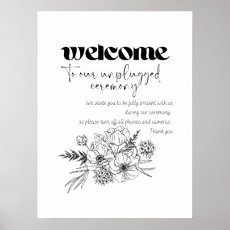 Póster Bienvenidos a nuestra ceremonia desconectada