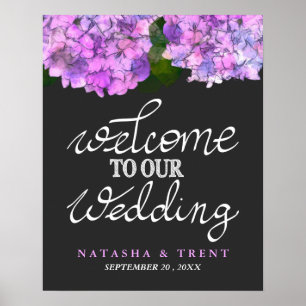 Póster Bienvenidos A Nuestra Tipografía Boda Hydrangea Fl