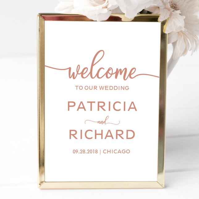 Póster Bienvenidos a nuestro Boda Calligraphy Rosa Gold R (Subido por el creador)