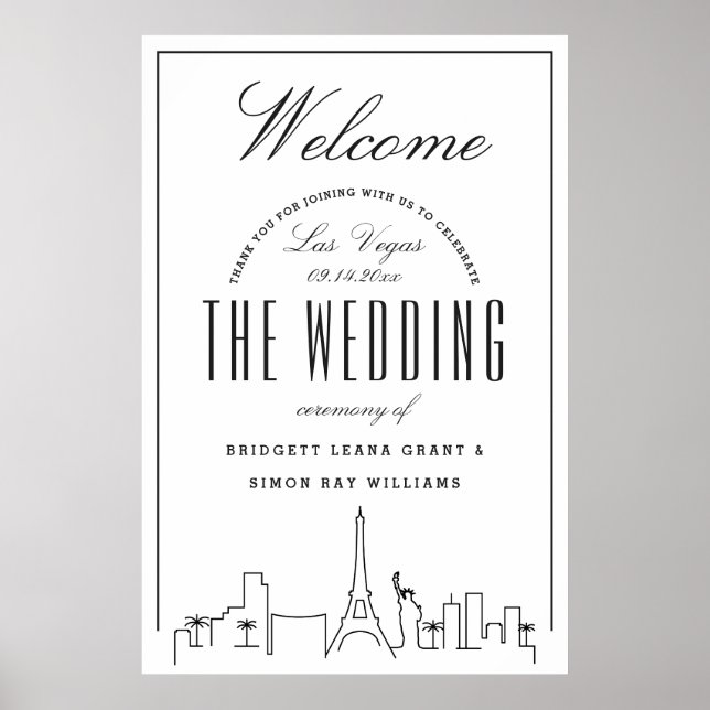 Póster ¡Bienvenidos a nuestro Boda de Las Vegas! (Frente)