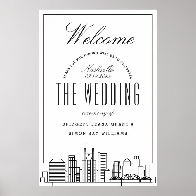 Póster ¡Bienvenidos a nuestro Boda de Nashville! (Frente)