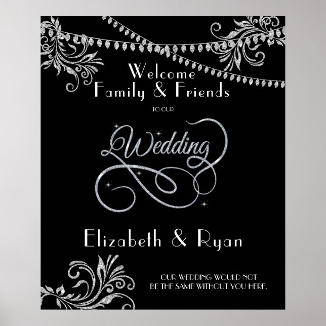 Póster Bienvenidos a nuestro Boda los diamantes de Purpur (Frente)