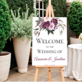 Póster Bienvenidos a nuestro Boda los peones rosados de c