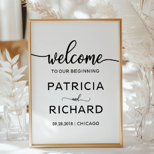 Póster Bienvenidos a nuestro cartel de Boda Chic para Pri