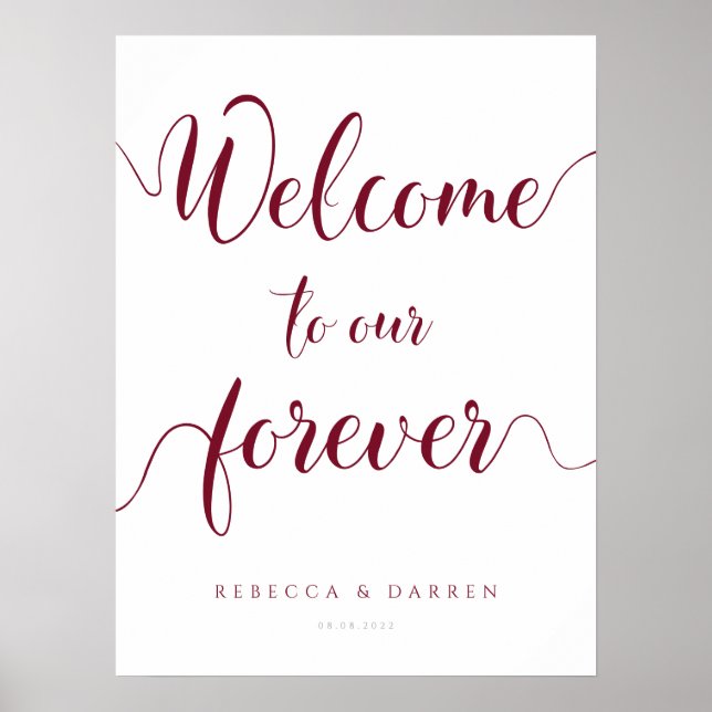 Póster Bienvenidos a nuestro cartel de boda personalizado (Frente)