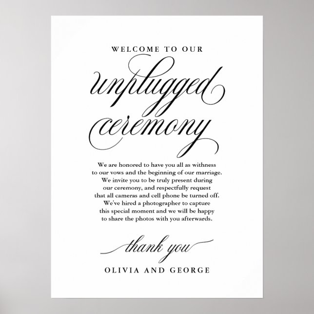 Póster Bienvenidos a nuestro cartel de ceremonia sin cone (Frente)