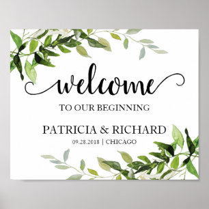 Póster Bienvenidos a nuestro elegante comienzo de boda co