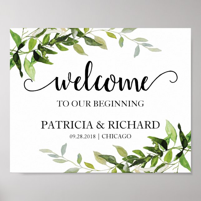 Póster Bienvenidos a nuestro elegante comienzo de boda co (Frente)