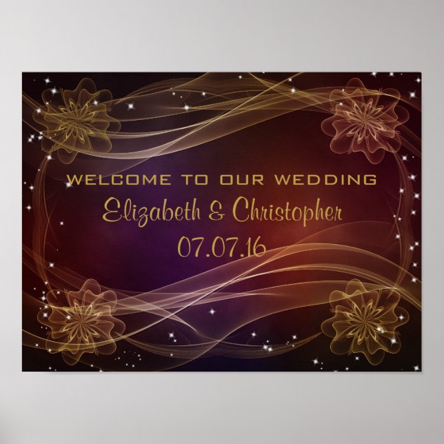 Póster Bienvenidos a nuestro elegante diseño boda (Frente)