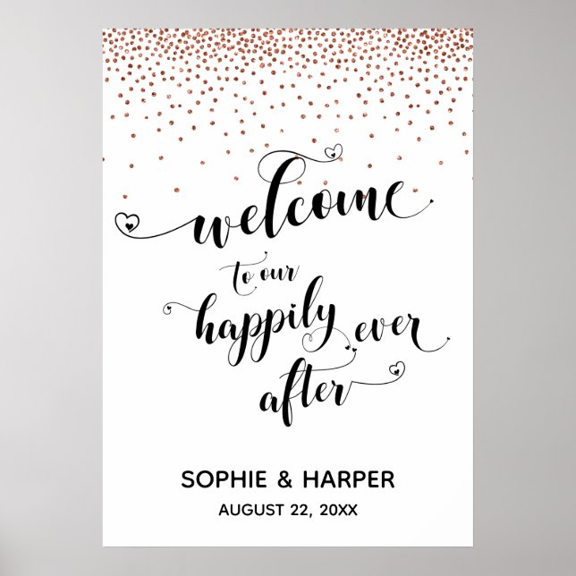 Póster Bienvenidos a nuestro feliz Rótulo de cobre (Frente)