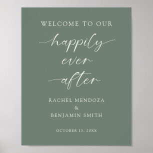 Póster Bienvenidos a nuestro Happily Ever After Boda Eleg