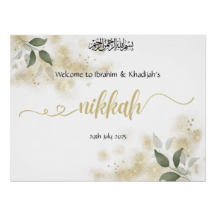 Póster Bienvenidos a nuestro Nikkah - Letrero de boda isl