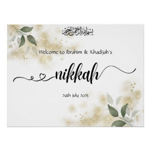Póster Bienvenidos a nuestro Nikkah - Letrero de boda isl