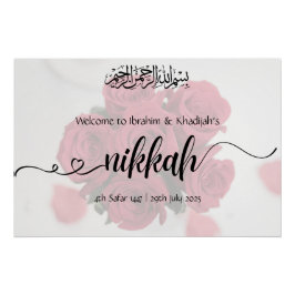 Póster Bienvenidos a Nuestro Nikkah - Rótulo Boda islámic