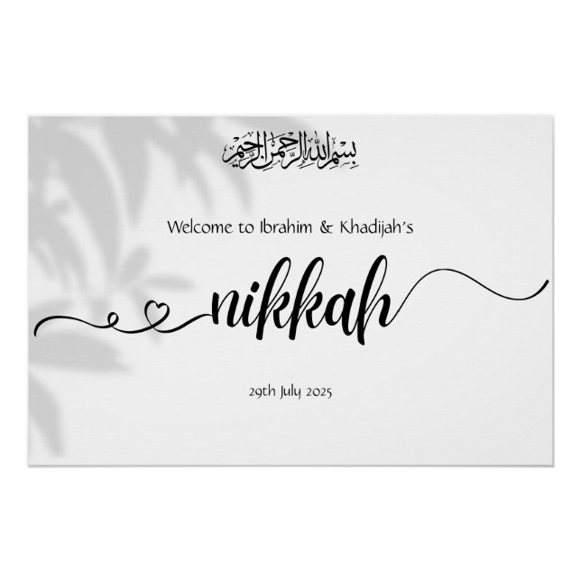 Póster Bienvenidos a Nuestro Nikkah - Rótulo Boda islámic (Anverso)