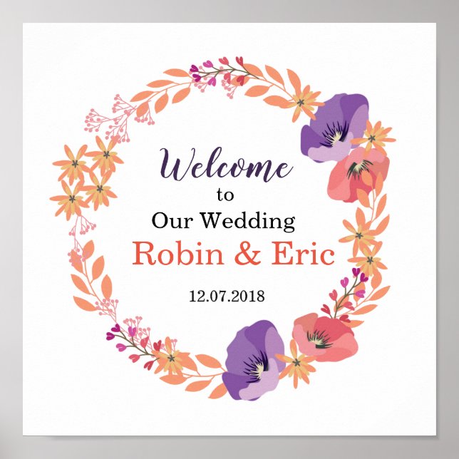 Póster Bienvenidos a nuestro poster boda (Frente)