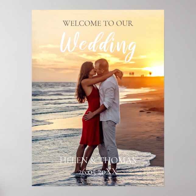Póster Bienvenidos a nuestro poster de señas bodas (Frente)