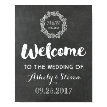 Bienvenidos a nuestro Rótulo Boda Chalkboard Wreat