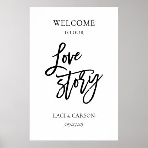 Póster Bienvenidos a nuestro Rótulo Boda de historias de