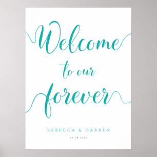 Póster Bienvenidos a nuestro Rótulo Boda Forever