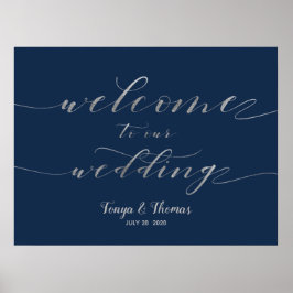 Póster Bienvenidos a nuestro Rótulo de caligrafía de Boda
