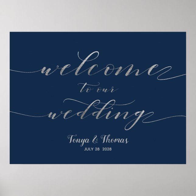 Póster Bienvenidos a nuestro Rótulo de caligrafía de Boda (Frente)