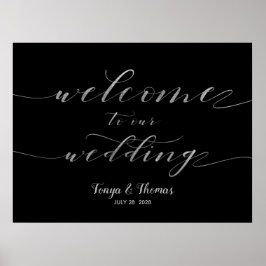 Póster Bienvenidos a nuestro Rótulo de caligrafía de Boda