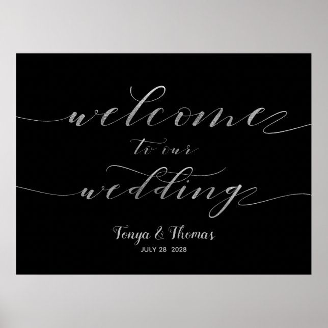 Póster Bienvenidos a nuestro Rótulo de caligrafía de Boda (Frente)