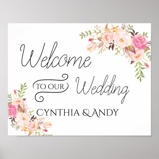 Póster Bienvenidos a nuestro Rótulo Poster Boda (Frente)