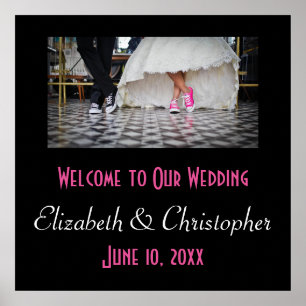 Póster Bienvenidos a nuestro tema de bodas Cincuenta Retr