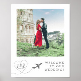 Póster Bienvenidos a nuestro tema de viajes de Boda desti