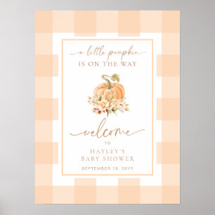 Póster Bienvenidos A Peach Gingham A Little Pumpkin Baby 