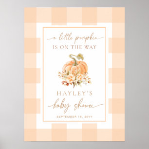 Póster Bienvenidos A Peach Gingham A Little Pumpkin Baby 