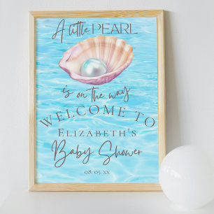 Póster Bienvenidos a Pearl On the Way Seashell Baby Showe