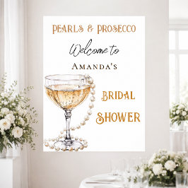 Póster Bienvenidos a Pearls and Prosecco Bridal Shower