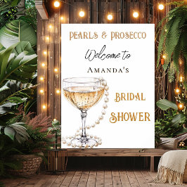 Póster Bienvenidos a Pearls and Prosecco Bridal Shower