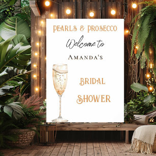 Póster Bienvenidos a Pearls and Prosecco golden Bridal Sh