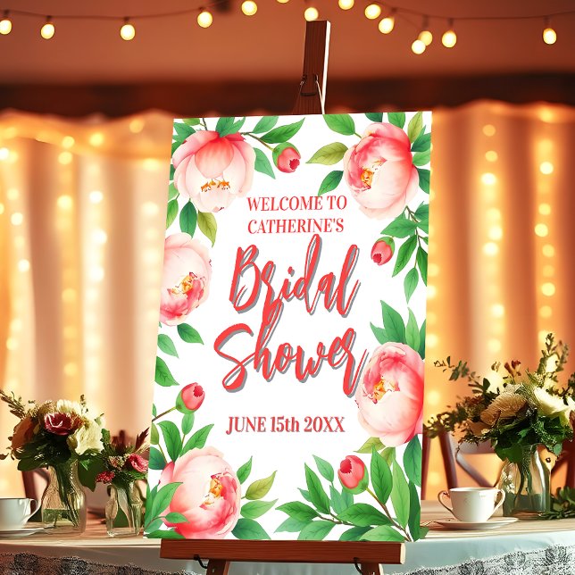 Póster Bienvenidos a Peonies y a la ducha de novias verde (Subido por el creador)