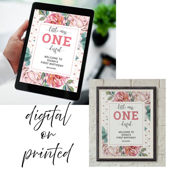 Póster Bienvenidos a Pink Floral 1er cumpleaños (Subido por el creador)