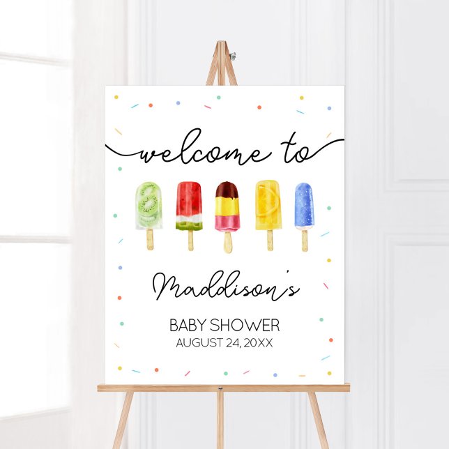 Póster Bienvenidos a Popsicle Baby Shower (Ready to Pop Baby Shower Welcome Sign)