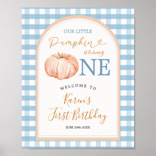 Póster Bienvenidos a Pumpkin Boho Blue Gingham Primer Cum