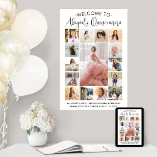 Póster Bienvenidos a Quinceañera 15 Collage de fotos Cump